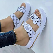 Load image into Gallery viewer, Platform Double Strap Bow Ladies Sandals
