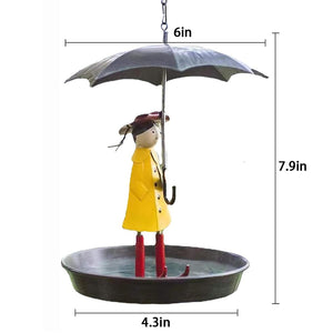 Hanging Umbrella Girl Bird Feeder Garden Decor