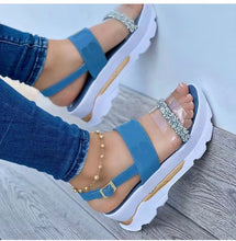 Load image into Gallery viewer, Women&#39;s platform sandals with rhinestones
