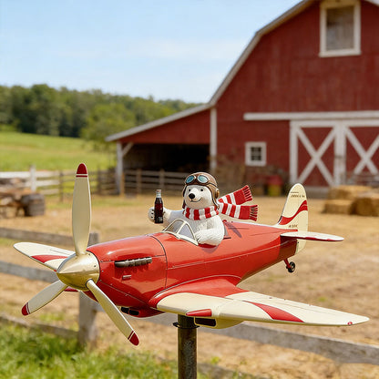 🐻✈️ Polar Bear Pilot Airplane Wind Spinner – Whimsical Garden Decor ✨
