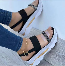 Load image into Gallery viewer, Women&#39;s platform sandals with rhinestones
