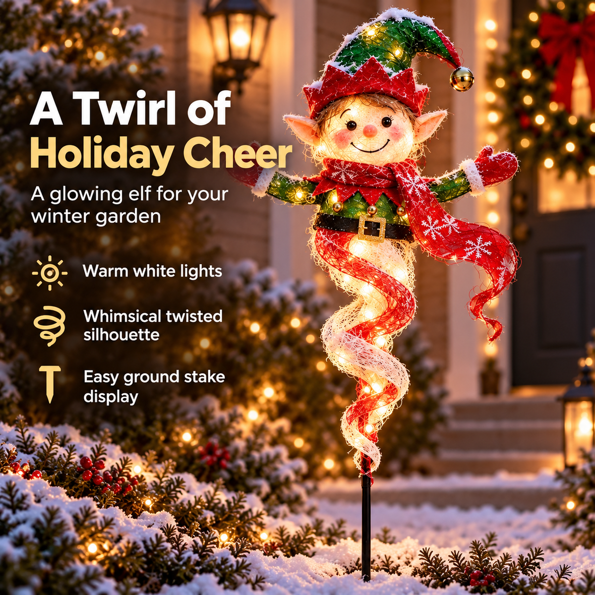 Twisted Christmas Lighted Yard Stakes