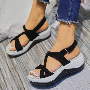 Women's Casual Simple Bow Wedge Sandals