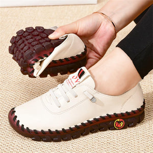 Hand-stitched fiber wear-resistant flat women's shoes