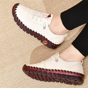 Hand-stitched fiber wear-resistant flat women's shoes