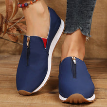 Load image into Gallery viewer, Ladies Front Zipper Pointed Toe Flat Elastic Shoes for Women
