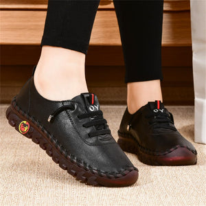 Hand-stitched fiber wear-resistant flat women's shoes