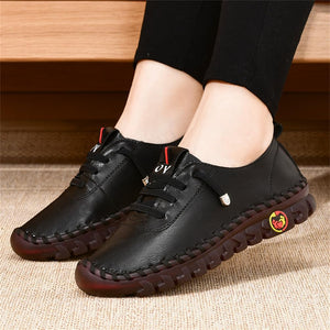 Hand-stitched fiber wear-resistant flat women's shoes