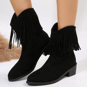 Winter Women's Tassels Arrival Retro Pointed Toe Boots