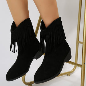 Winter Women's Tassels Arrival Retro Pointed Toe Boots