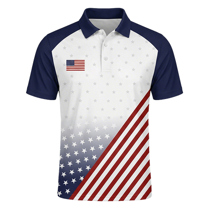 USA 250th Anniversary Print Casual Polo Shirt
