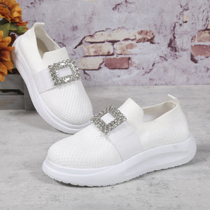 Women's Mesh Rhinestone Thick Sole Casual Shoes