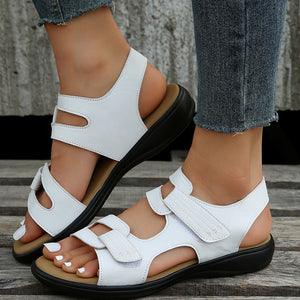 Flat Velcro Peep Toe Sandals