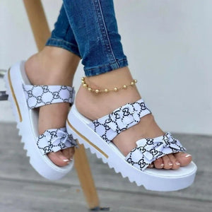 Platform Double Strap Bow Ladies Sandals