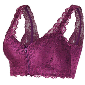 Women's Zip Front Lace Push Up Bra