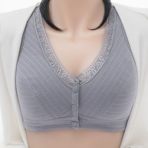 Soft Cotton Front Button Underwireless Tank Bra