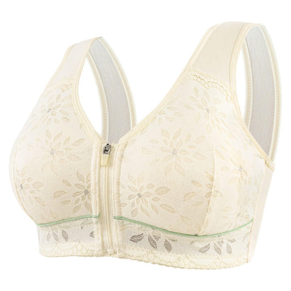 Plus Size Front Closure Wireless Bra Lace Women Underwear