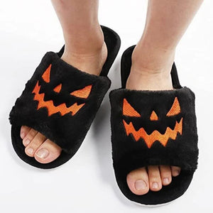 Halloween Jack-O-Lantern Soft Plush Comfort Slippers