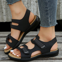 Load image into Gallery viewer, Flat Velcro Peep Toe Sandals
