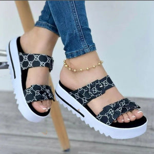 Platform Double Strap Bow Ladies Sandals