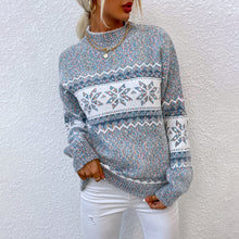 Load image into Gallery viewer, Women&#39;s Christmas Knitwear 2024 Long Sleeve Loose Half Turtleneck Snowflake Sweater for Women
