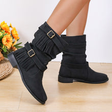 Load image into Gallery viewer, Women&#39;s Ankle Boots With Buckle Retro Combat Ankle Boots Fall Winter PU Leather Short Boots
