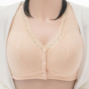 Soft Cotton Front Button Underwireless Tank Bra