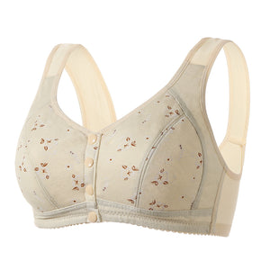 Soft Cotton Unwired Front Button Printed Bra