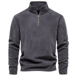 Men Fall/Winter Stand Collar Half-Zip Sweatshirt