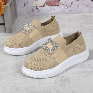 Women's Mesh Rhinestone Thick Sole Casual Shoes