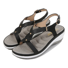 Load image into Gallery viewer, Women&#39;s Solid Round Toe Wedge Sandals
