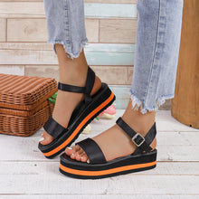 Load image into Gallery viewer, Women&#39;s Color Block Round Toe Buckle Sandals
