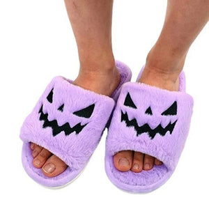 Halloween Jack-O-Lantern Soft Plush Comfort Slippers