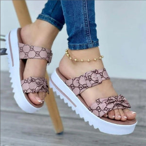 Platform Double Strap Bow Ladies Sandals