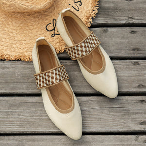 Women's Breathable Color Block Pointed Toe Flat Shoes