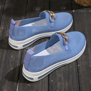 Metal buckle mesh breathable thick heel casual women's shoes