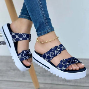 Platform Double Strap Bow Ladies Sandals