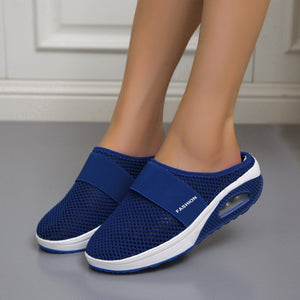 Women Daily Fly Knit Fabric Summer Air Cushion Mule Slippers