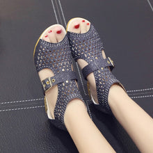 Load image into Gallery viewer, 2024 summer rhinestone wedge women&#39;s sandals
