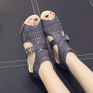 2024 summer rhinestone wedge women's sandals