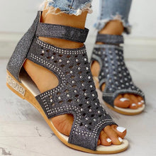 Load image into Gallery viewer, 2024 summer rhinestone wedge women&#39;s sandals
