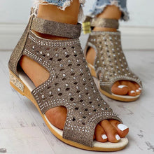 Load image into Gallery viewer, 2024 summer rhinestone wedge women&#39;s sandals
