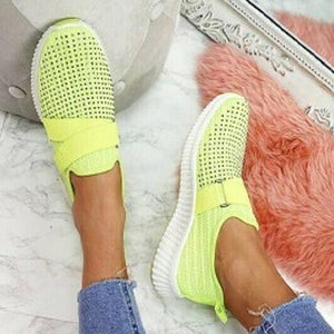 Women's Breathable Slip On Mesh Rhinestone Trainers Shoes