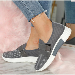 Women's Breathable Slip On Mesh Rhinestone Trainers Shoes