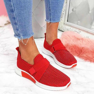 Women's Breathable Slip On Mesh Rhinestone Trainers Shoes