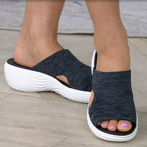 Women's Flat Fish Mouth Mesh Breathable Slippers