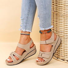 Load image into Gallery viewer, Women&#39;s round toe platform Velcro sandals
