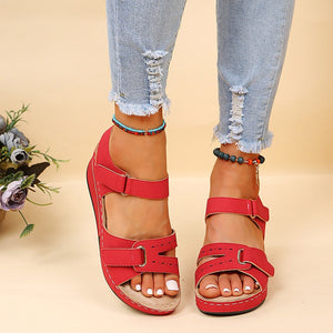 Women's round toe platform Velcro sandals