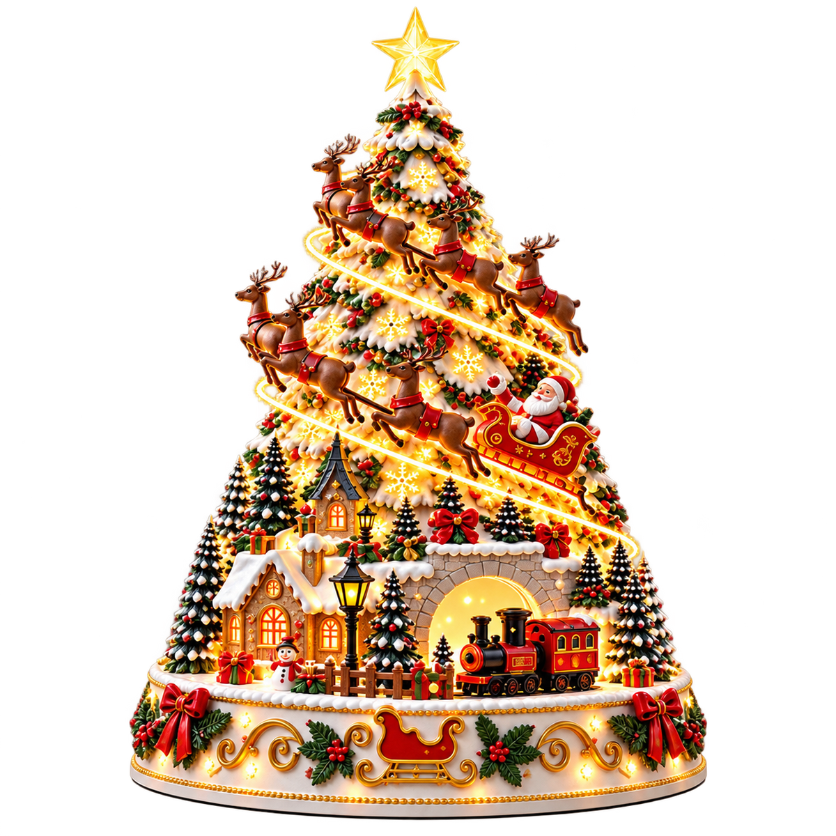 Esslyn Lighted Christmas Village Projection Tree