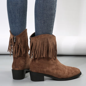 Winter Women's Tassels Arrival Retro Pointed Toe Boots